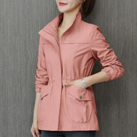 HI-FASHION Women dwuwarstwowa wiatrówka jesień Casual wąski płaszcz moda Plus rozmiar 4Xl stójka kurtka damska 2